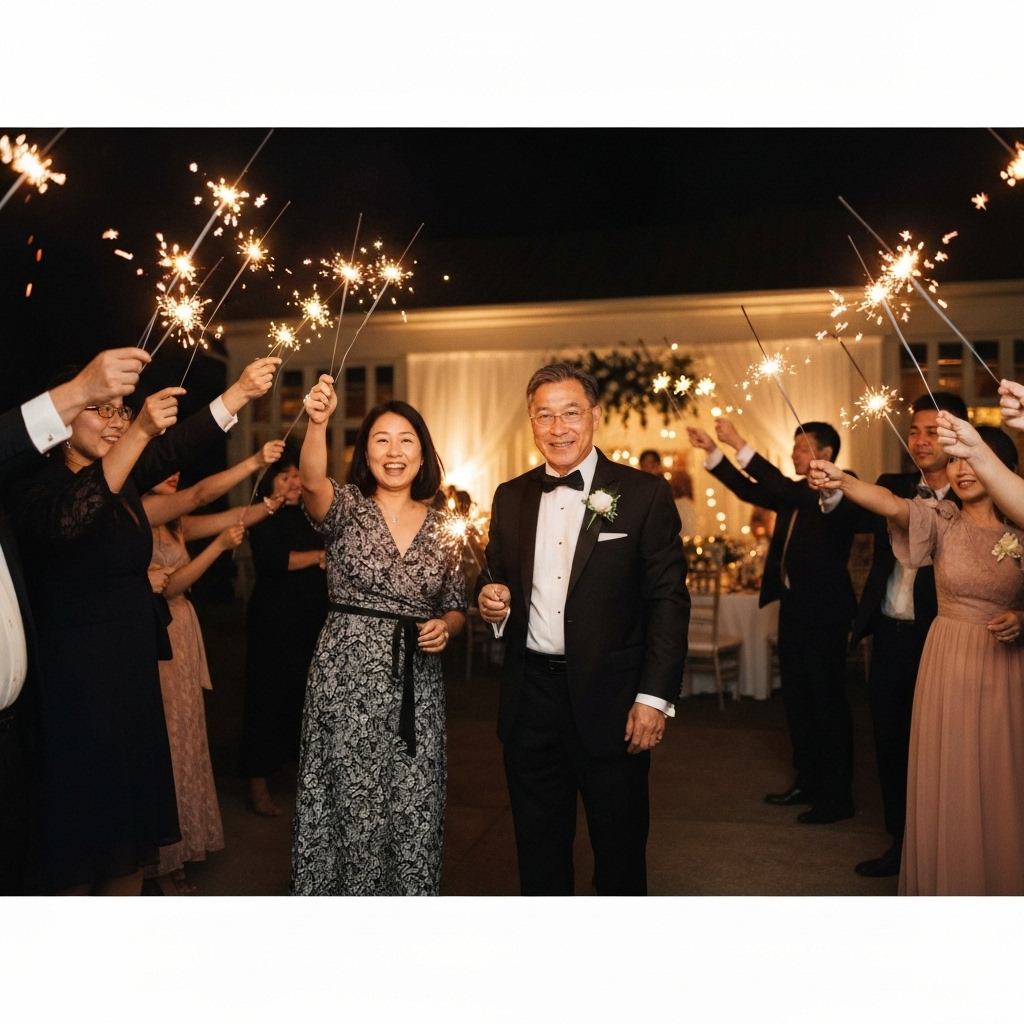 Wedding reception with sparklers